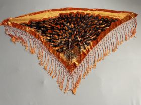 Dreiecktuch mit Fransen ( Pfauenmotiv )